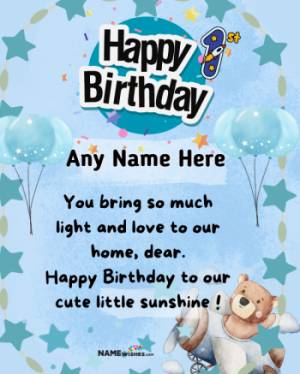 Unique 1st Birthday Wishes with Customizable Blue Themed Image