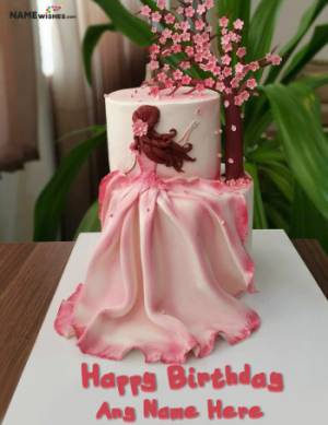 Unique Girly Birthday Cake With Name For Wife or Sister