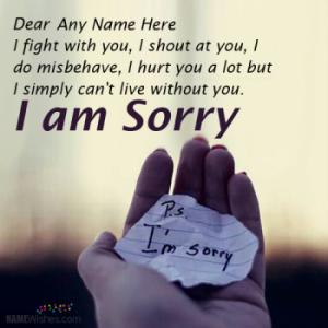 Write Any Name on Cool Sorry Image