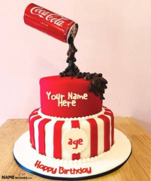 Write Name on Coca Cola Birthday Cake For Everyone