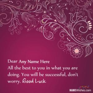 Write Name On Good Luck Wishes
