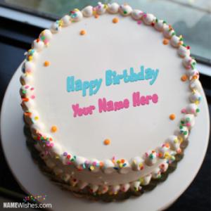 Write Your Name On Sprinkle Birthday Cake