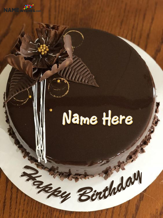 3D Flowers Dark Chocolate Birthday Cake With Name For Friends