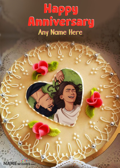 Anniversary Cake With Name and Pic Edit Special