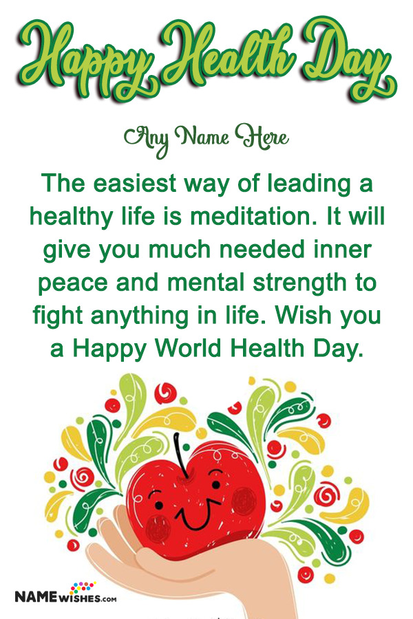 Apple Health Day Wish With Name For Friends and Relatives