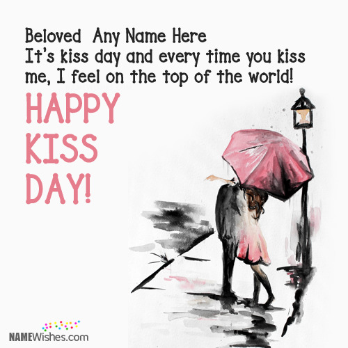 Awesome Happy Kiss Day Wishes With Couple Names