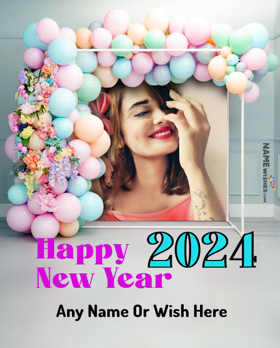 Balloons BackDrop Happy New Year Photo Frame with Name