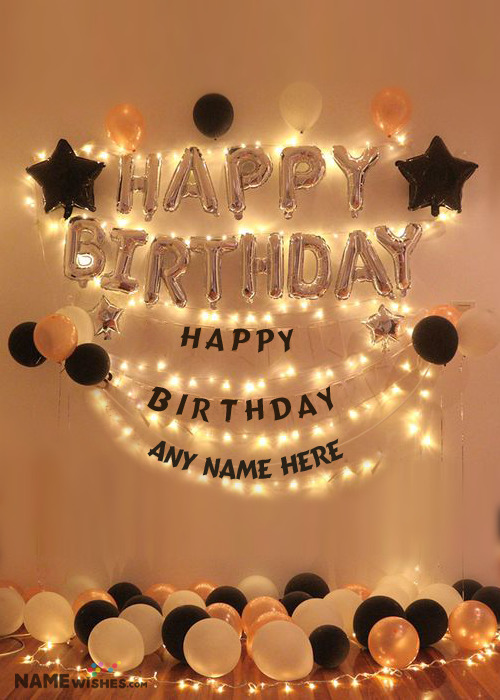 Balloons Happy Birthday Backdrop With Name