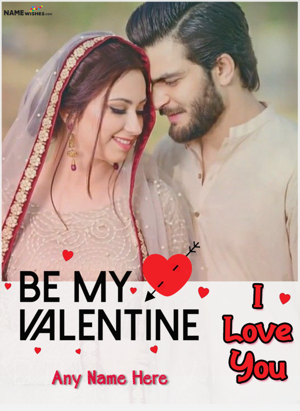 Be My Valentine Photo Frame with Name Edit Online Free
