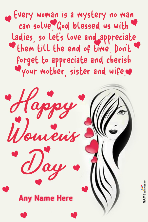 Best Women's Day Girly Wish with Name Edit Online Free Download
