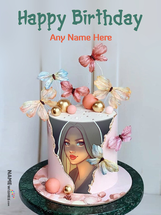 Birthday Cake With Photo Frame and Name Editor Online