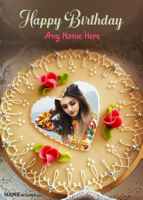 Happy Birthday white cake with Name and Photo Editor | cakedayphotoframes