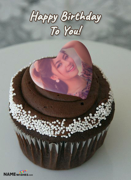 Birthday cake with photo - Cupcake With Heart