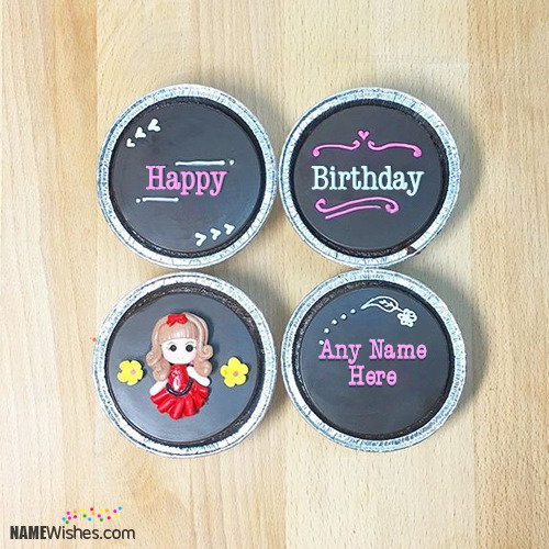 Cute Fondant Happy Birthday Cupcakes With Name Editing