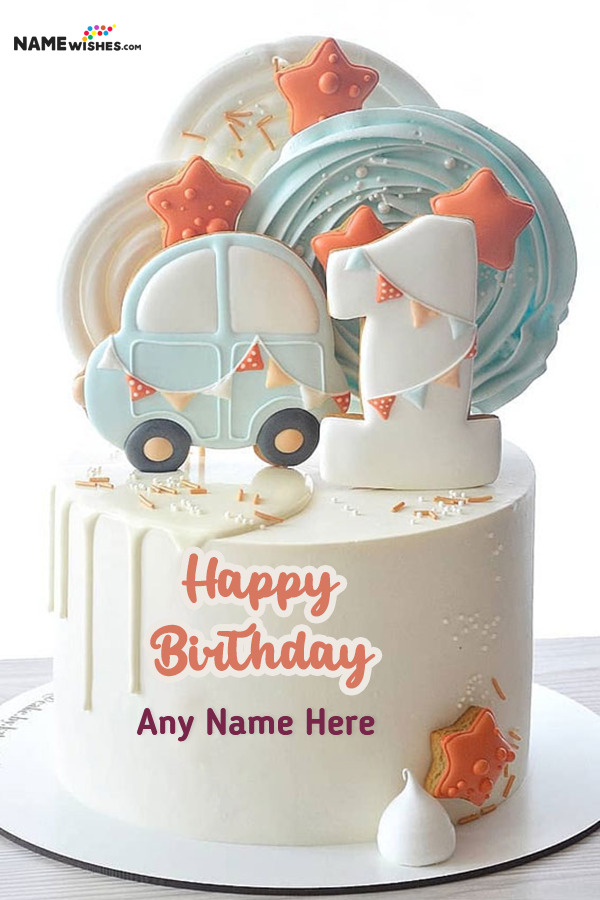 Car Themed Happy 1st Birthday For Boys or Girls With Name