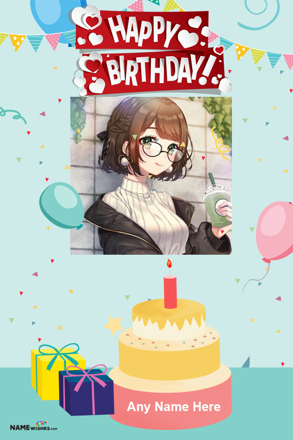 Cartoonic Happy Birthday Background Design with Photo Frame