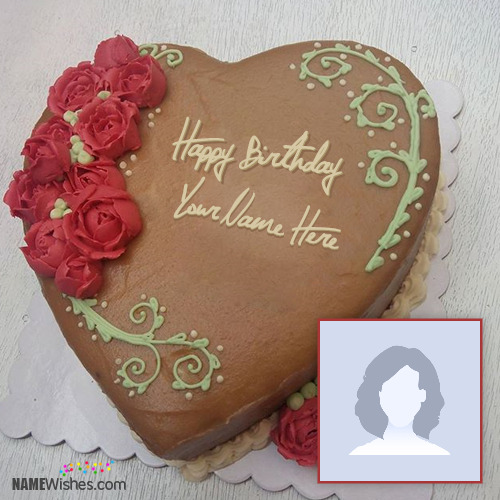 Chocolate Heart Birthday Cake With Name Option