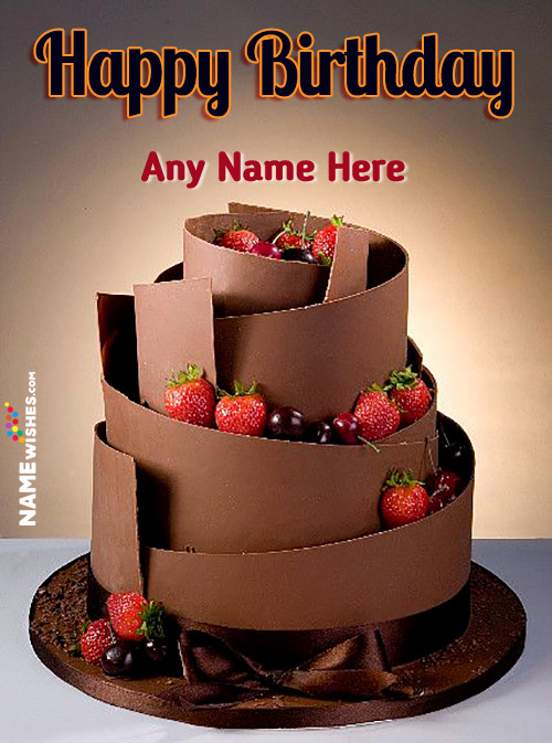 Chocolate Strawberries Birthday Cake With Name For Friends