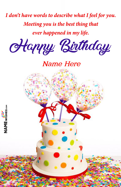 Confetti Balloons Birthday Wish With Name For Partner