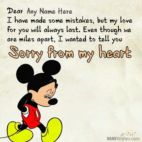 Cute Sorry Image With Quote and Name