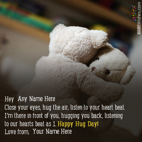 Cutest Hug Day Wishes With Couple Names