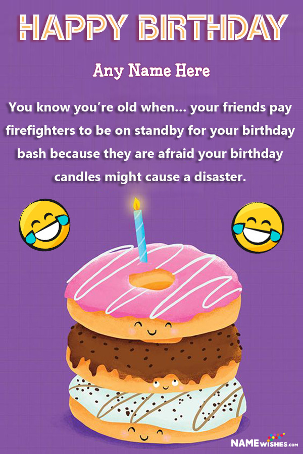 Donut Funny Birthday Wish With Name Editor Online