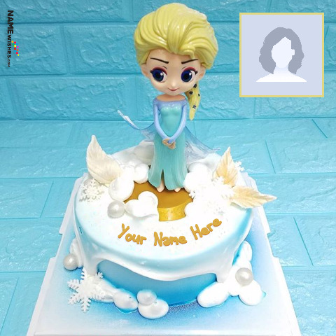 Elsa Birthday Cake With Name and Photo