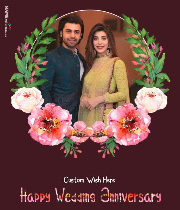 Floral Anniversary Wish With Photo Frame