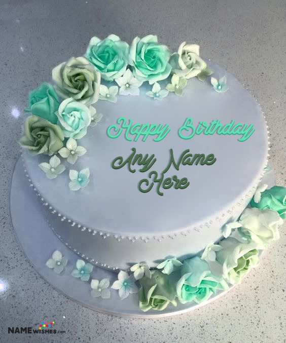 Fresh Flowers Birthday Cake With Name For Wife or Sister