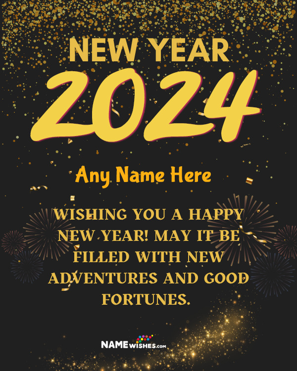 Golden and Black Themed Happy New Year 2024 Wishes