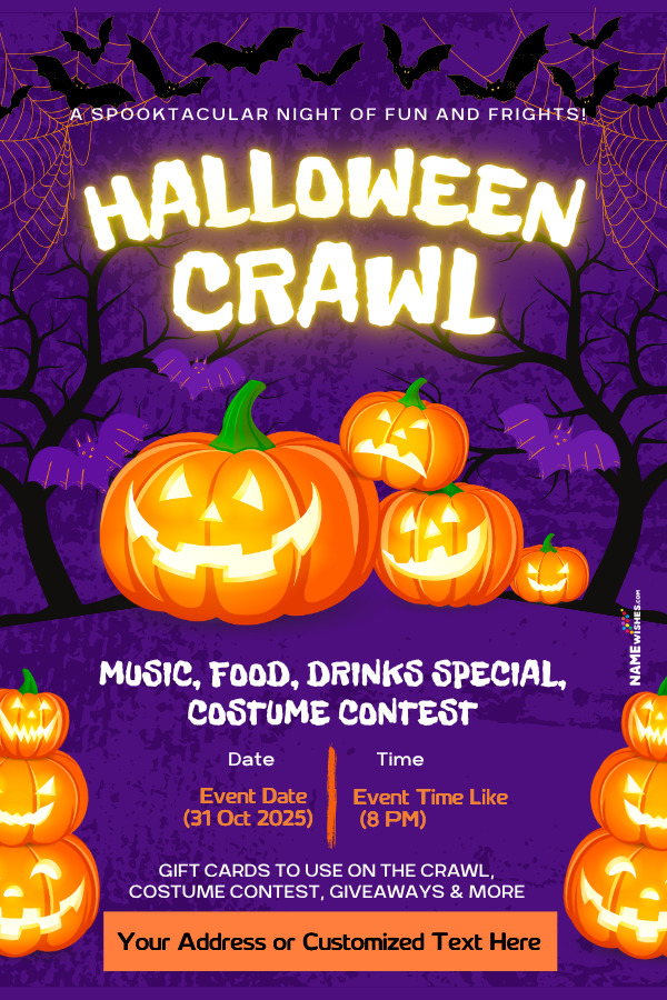 Halloween Crawl Party Invitation with Name & Photo