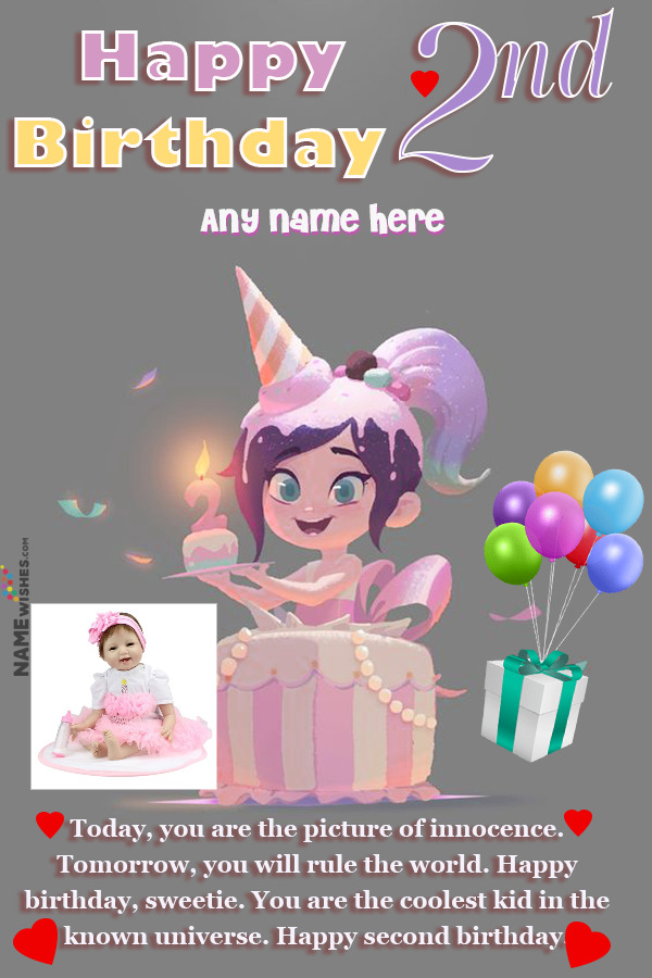 Happy 2nd Birthday Wishes For Baby Girl With Name