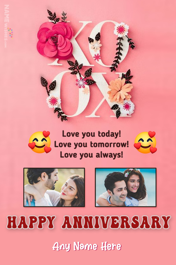 Happy Anniversary 2 Photos With Name and Wish Online