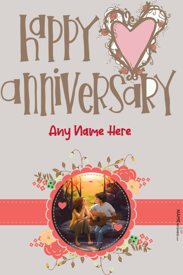 Happy Anniversary Lovely Photo Frame With Name Editor