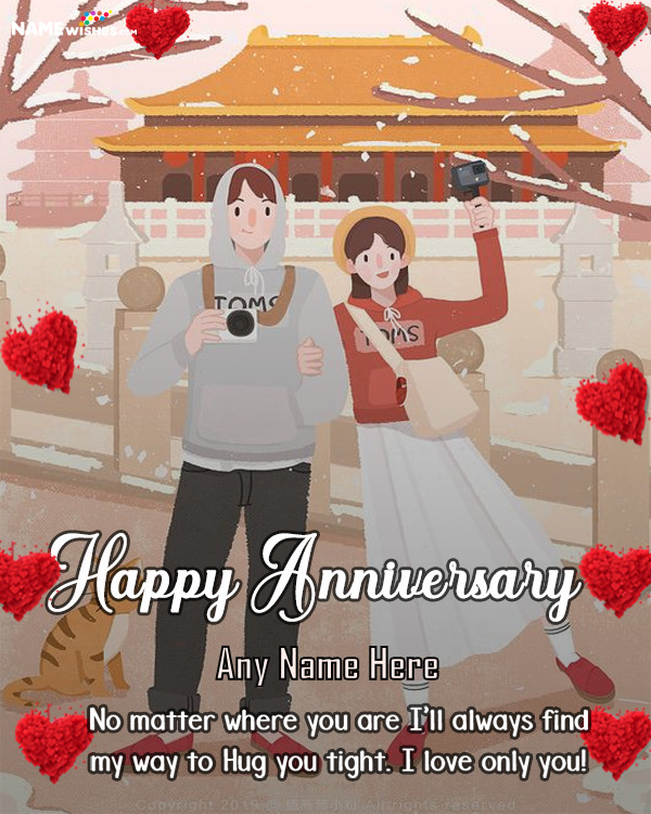 Happy Anniversary wish with Name and Full Photo Free Online Edit