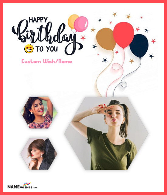 Happy Birthday Collage With 3 Photos and Name