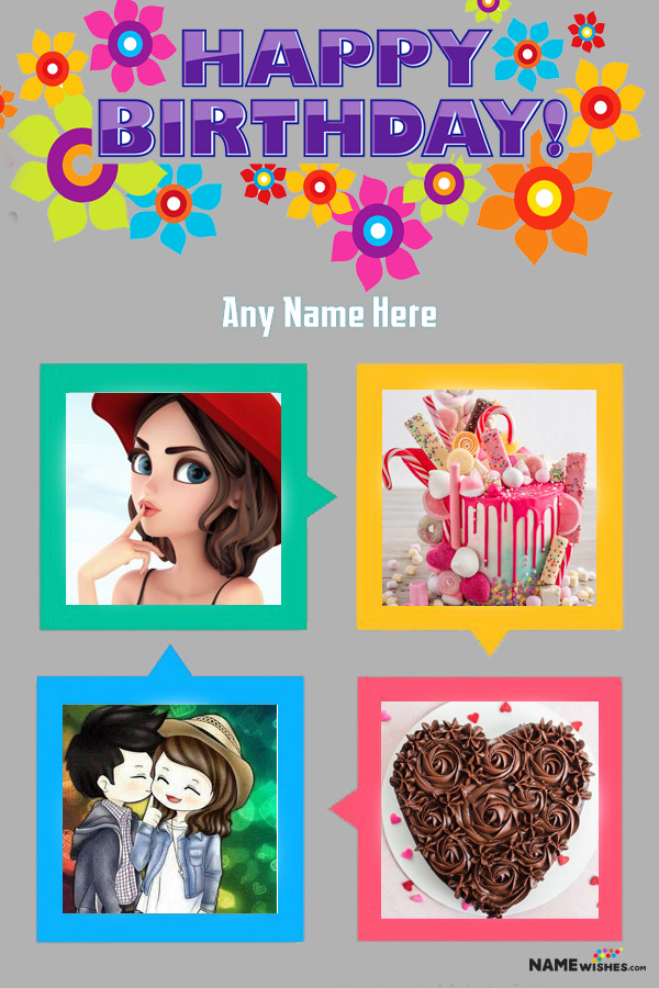 Happy Birthday Collage With Name Digital Card