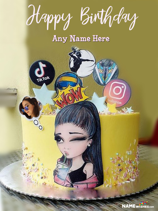 Happy Birthday Girls Cake With Name and Photo Edit Online Free