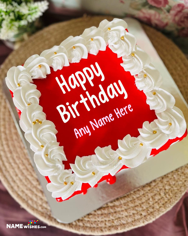 Happy Birthday Red Velvet Fresh Cream Cake With Name Edit