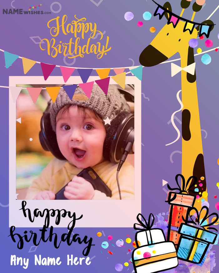 Happy Birthday Wish For Kids With Name and Photo Edit Option