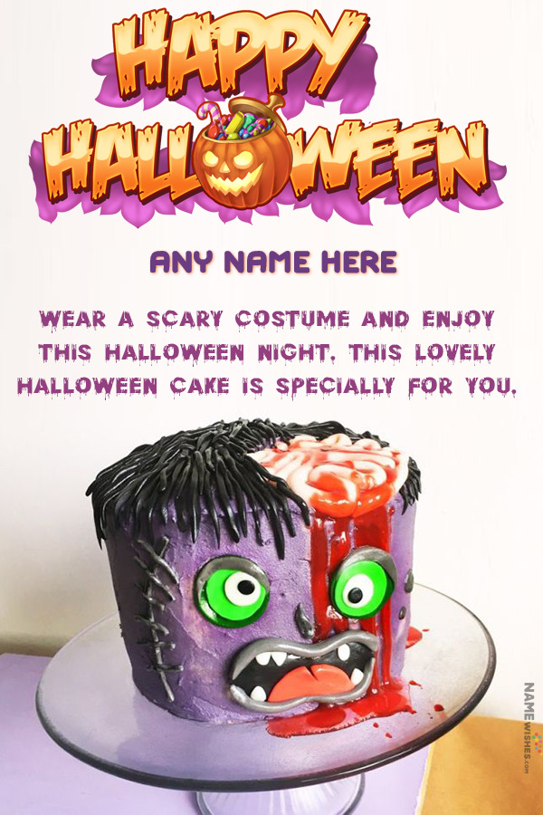 Happy Halloween Cake With Name and Pic Edit Online