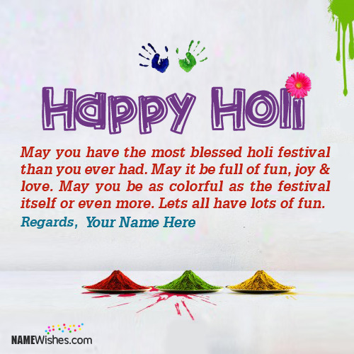 Colorful Happy Holi Wishes With Name Edit Online