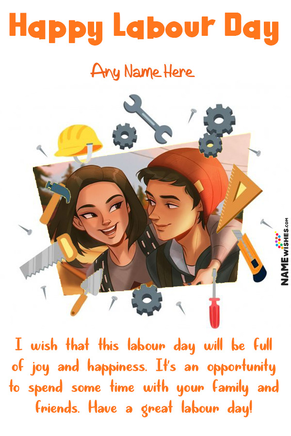 Happy Labour Day Wishes With Name and Photo Edit Online