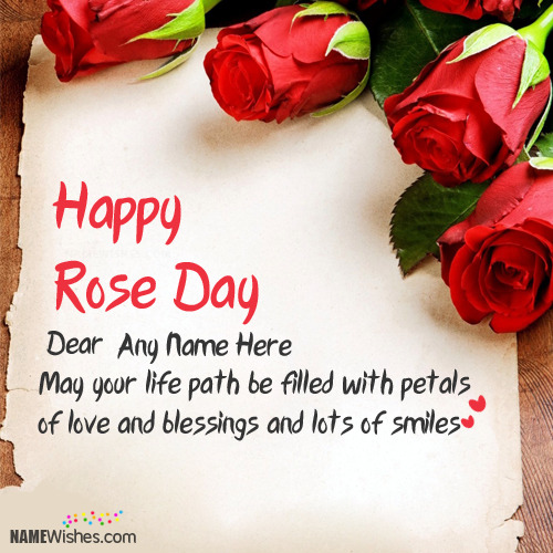 Happy Rose Day Cards With Couple Names