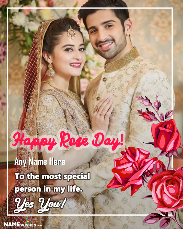 Happy Valentines Happy Rose Day Wish with Name and Photo