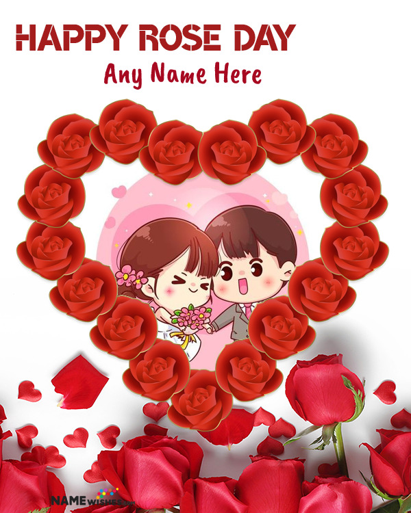 Happy Valentines Rose Day Wishes Photo Frame Free Online
