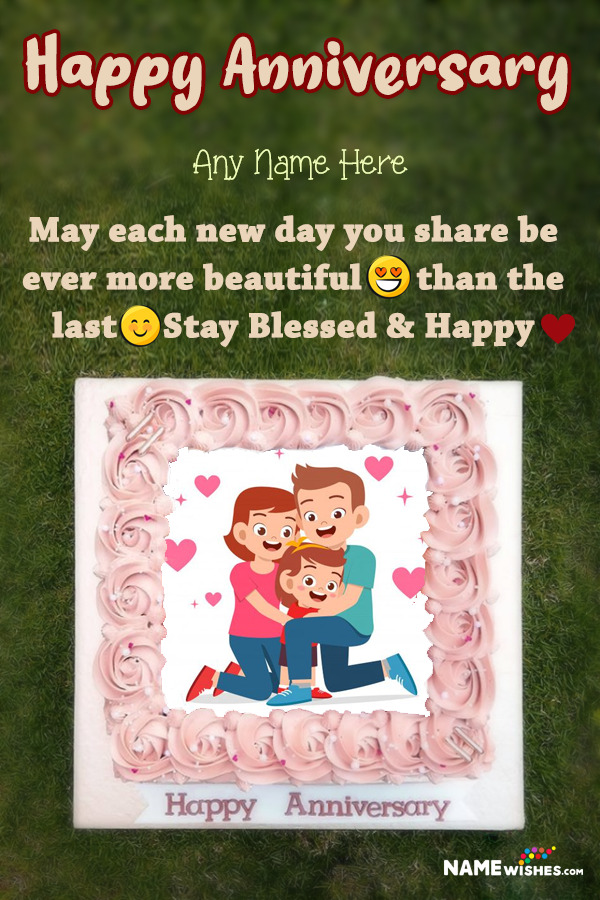 Happy Wedding Anniversary Cake With Name and Pic Edit Online Gift
