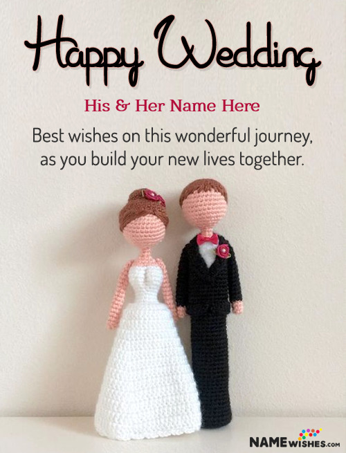 Happy Wedding Wish With Couple Name - DIY Dolls