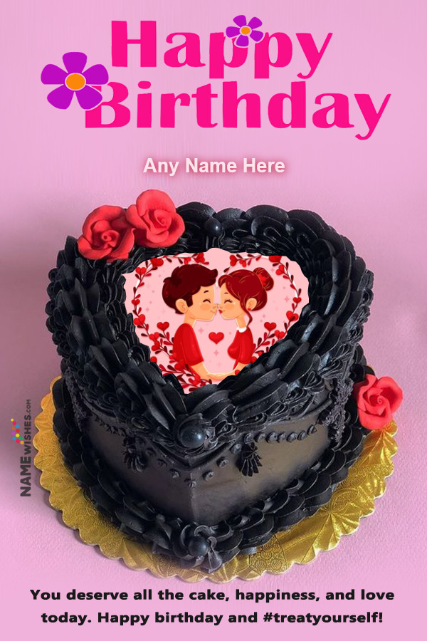 Heart Shape Happy Birthday Cake For Dear Husband Wife