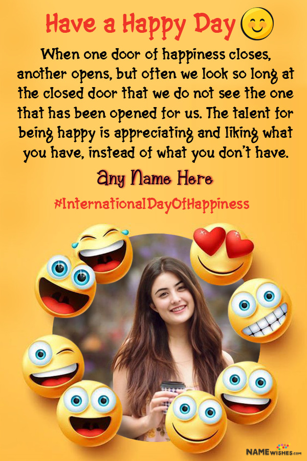 International Happy Day Photo Frame with Name Edit Online